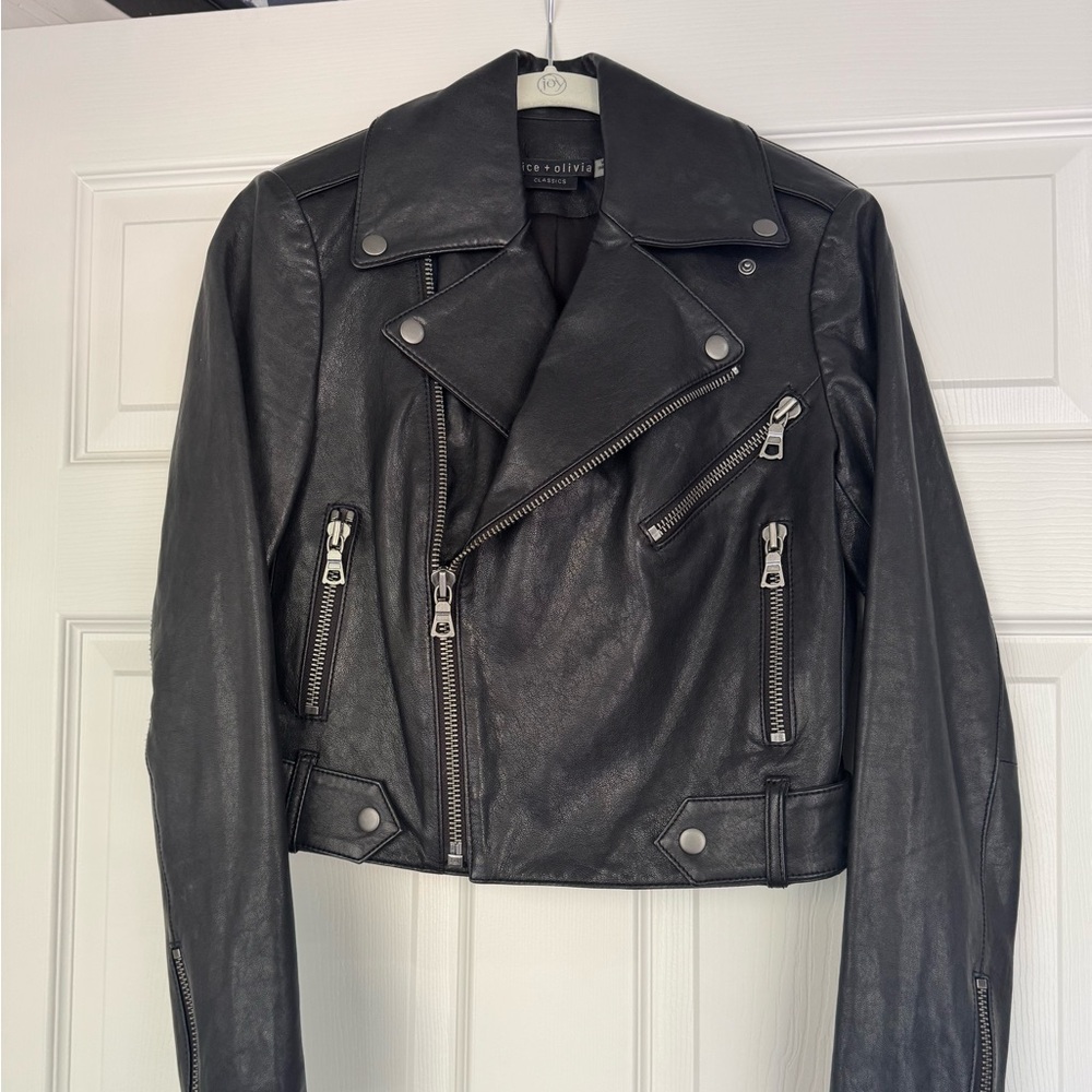 Alice + Olivia Cody Leather Jacket, Black, XS, Like new- perfect condition!
